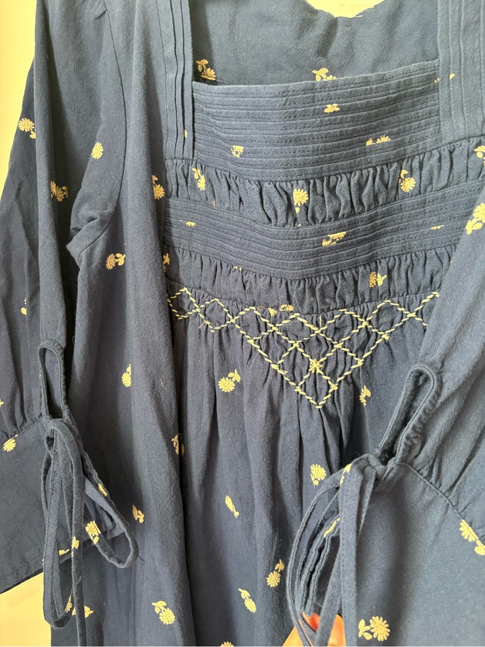 Free People Sonora Printed Mini Dress Navy Blue Medium - Picture 9 of 16